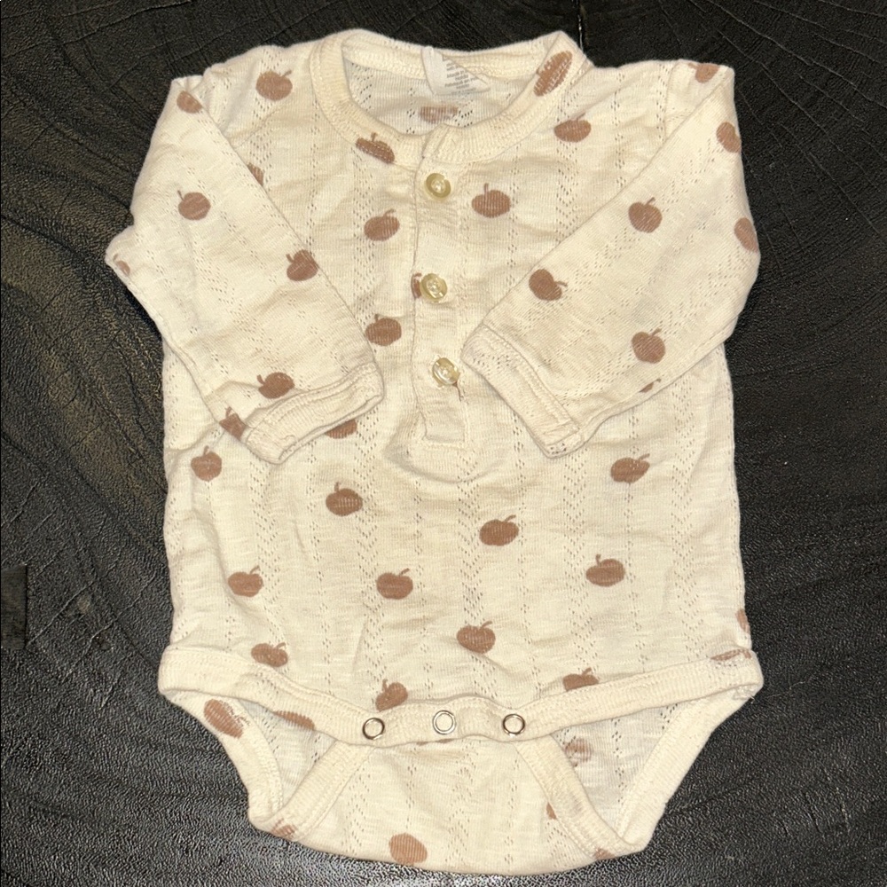 Kate Quinn Cream and Brown Apple Print Bodysuit